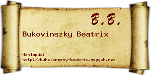Bukovinszky Beatrix névjegykártya